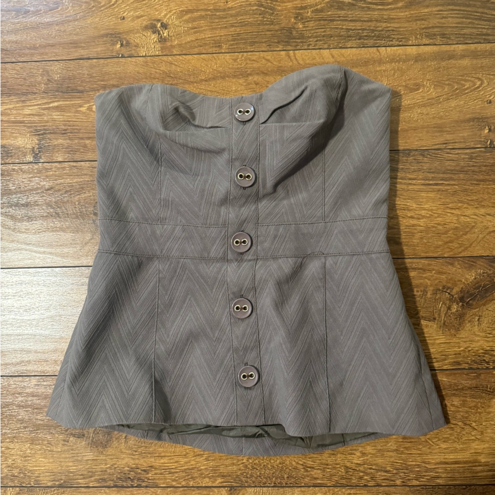 TRINA TURK strapless buttoned corporate core tube top